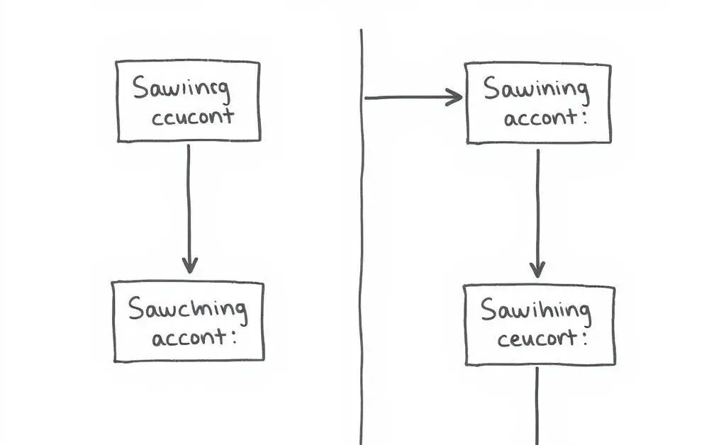 Hand-drawn illustration of a decision tree for choosing between different savings accounts.