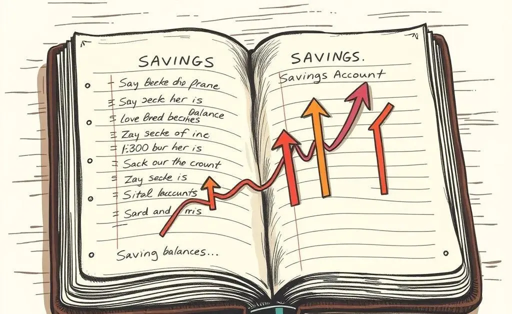 Savings account concept with fluctuating arrows