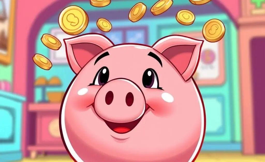 Savings account illustration with piggy bank