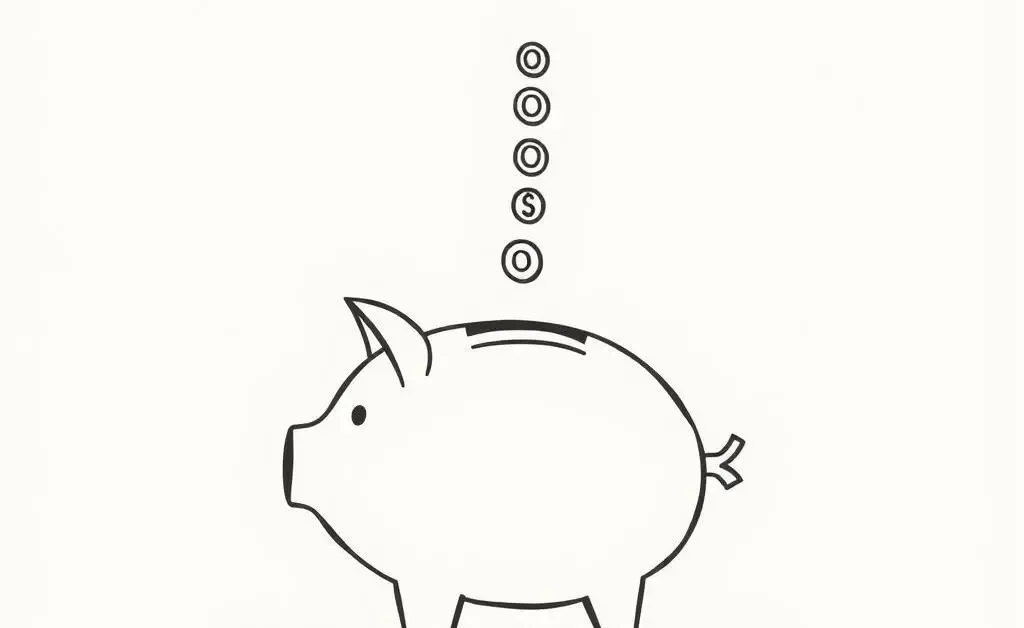 Piggy bank growing taller as coins are added to it