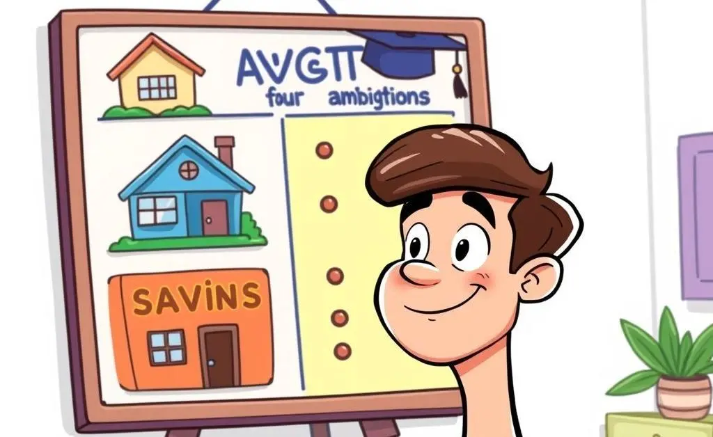 Illustration of savings goals board