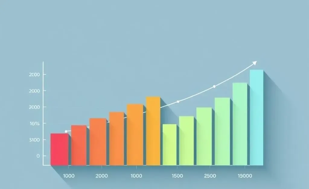 Simple bar chart comparing savings growth with and without compound interest over time.