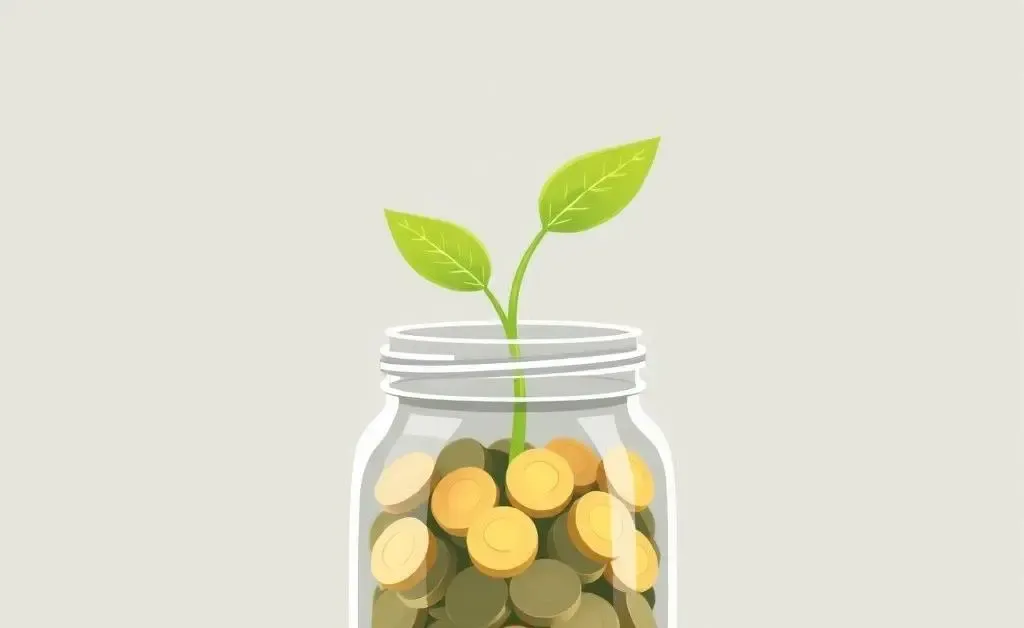 Savings growth illustration with a plant