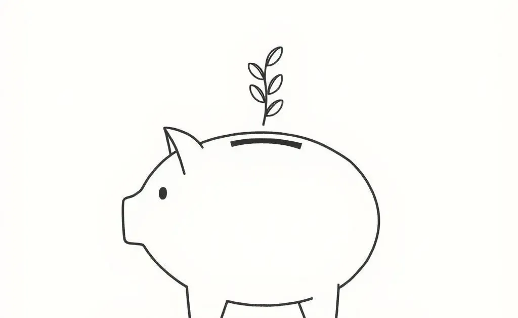 Piggy bank with a growing stack of coins
