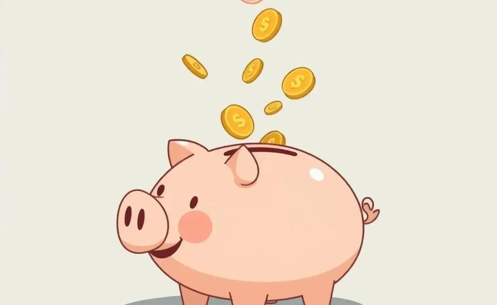 Piggy bank with coins being added