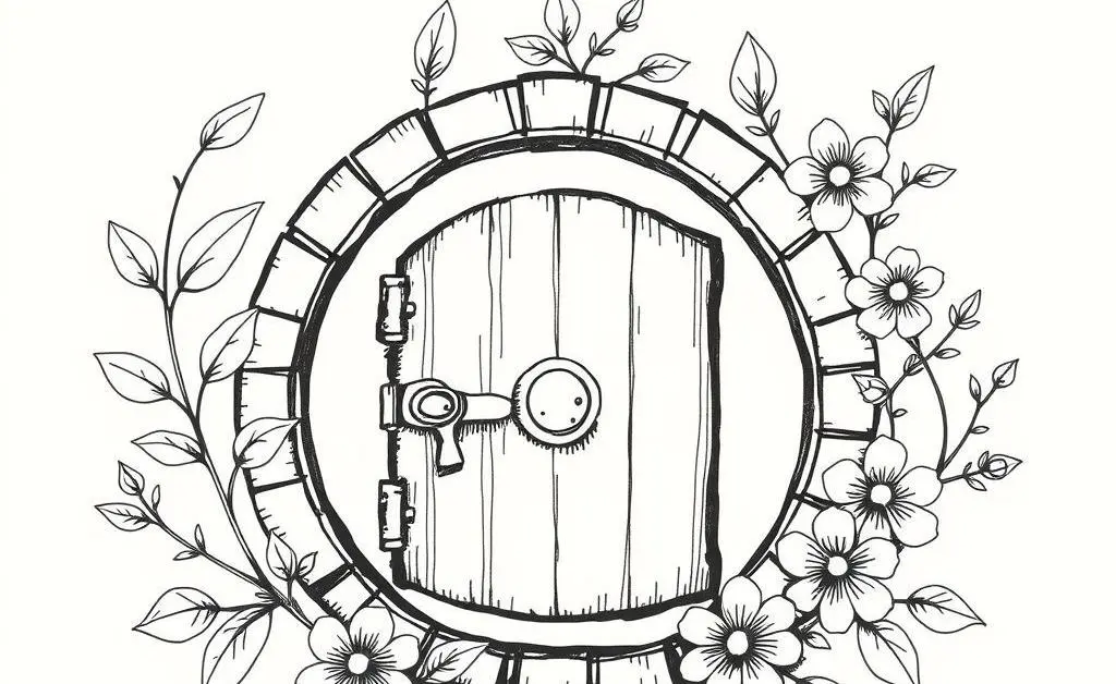 A hand-drawn vault symbolizing a secure place for savings, surrounded by nurturing elements like plants.