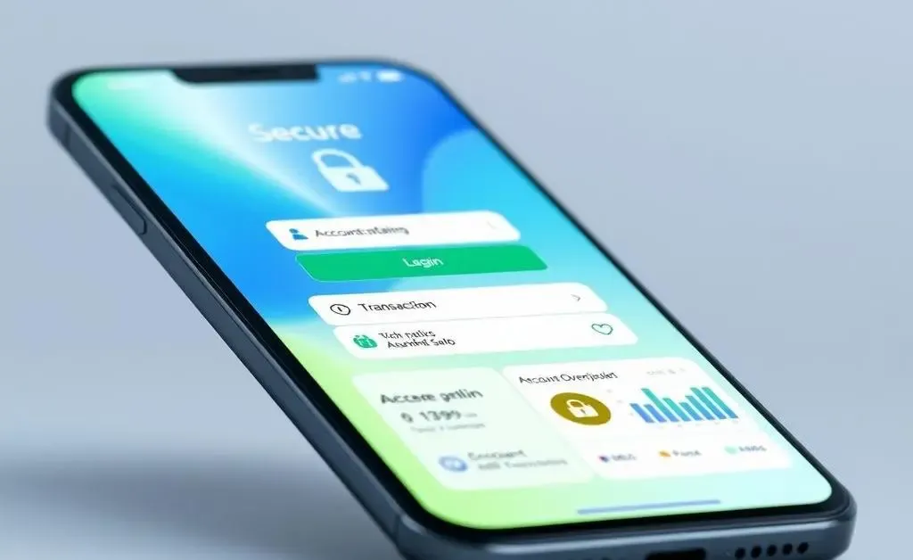Smartphone showing a secure online banking app interface