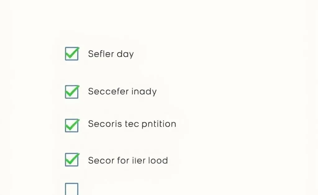 A minimalist graphic of a checklist with checkmarks related to secure online behaviors.