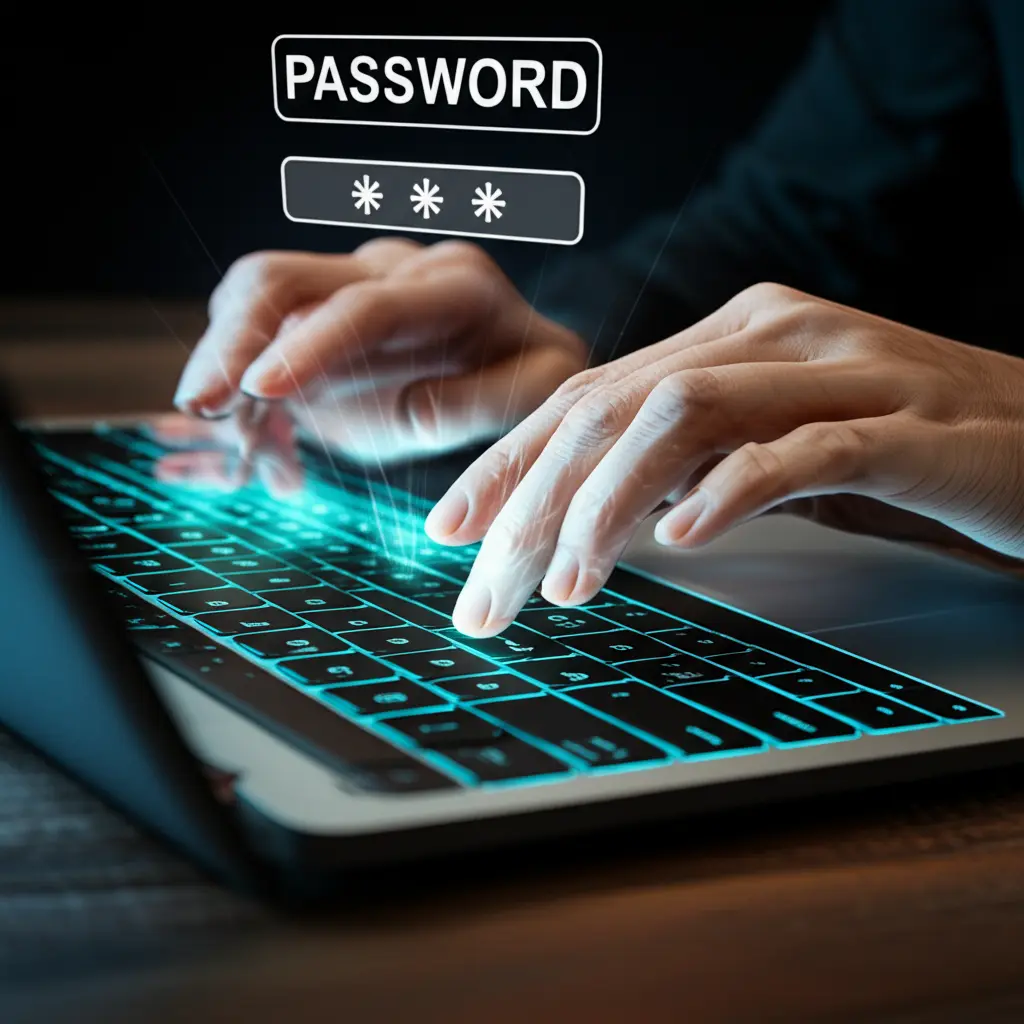Person creating a strong password