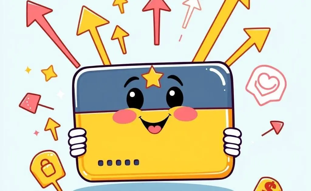 A happily animated secured card with positive symbols