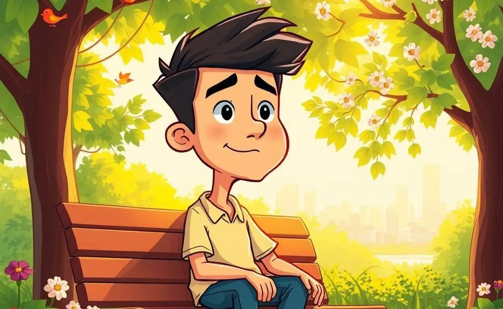 A person sitting on a park bench, deep in thought