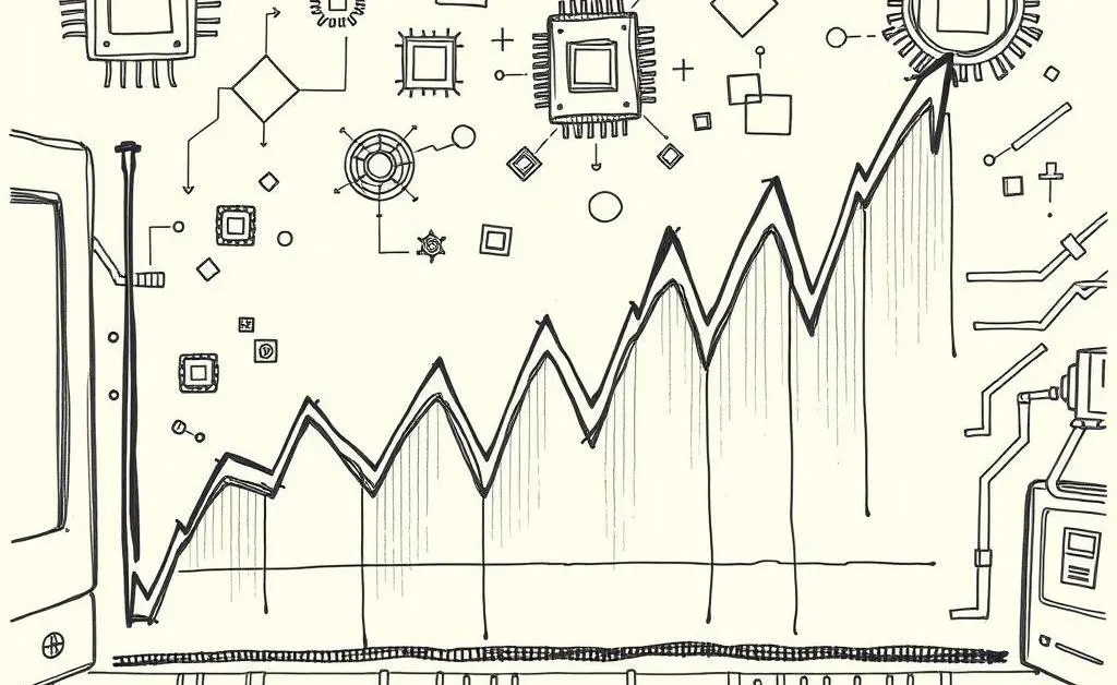 Graph showing market volatility in a semiconductor theme.