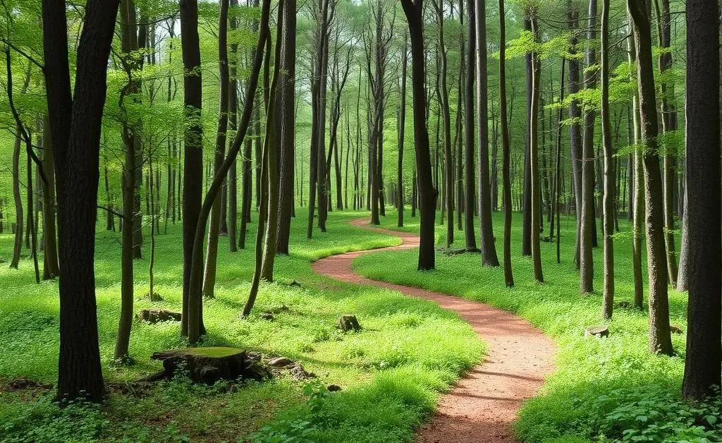 A winding forest path symbolizing clarity and journey