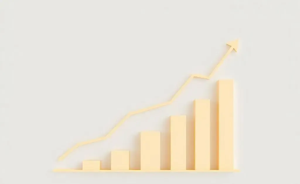 Minimalist style image depicting a calm and optimistic investment growth graph.
