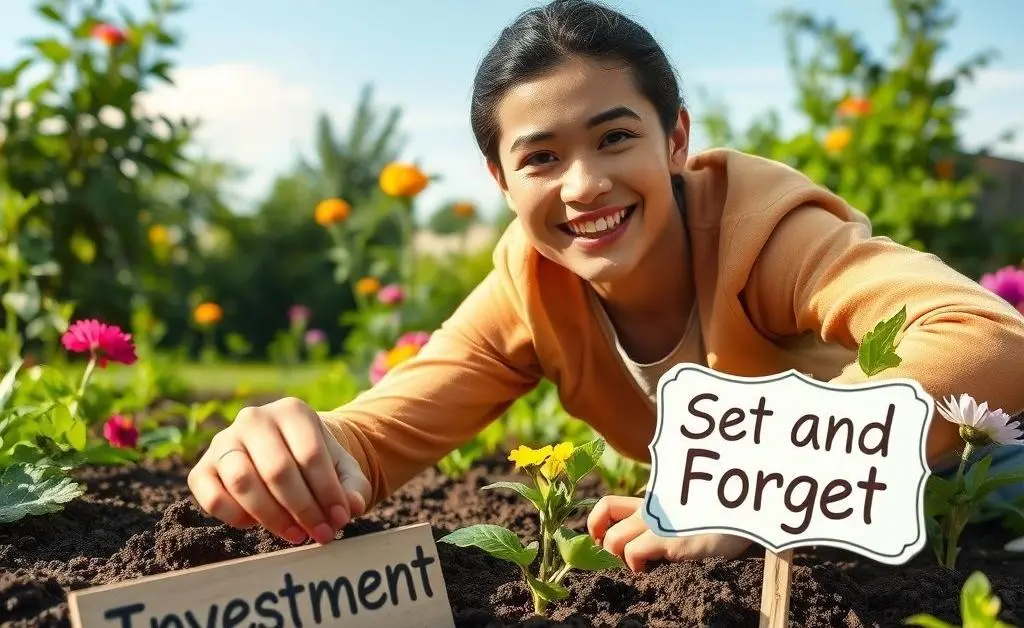 Person planting seeds labeled Investments
