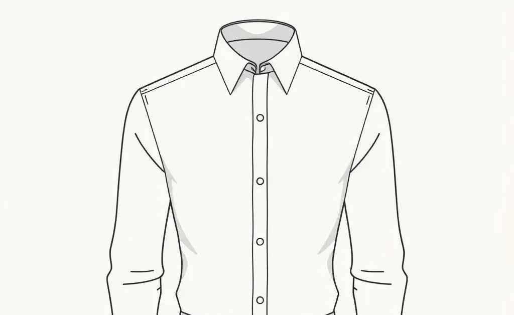 Guide showing how a shirt should fit properly around the neck, shoulders, and cuffs
