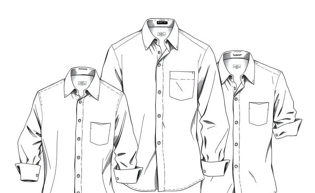 Illustration of different white shirt styles