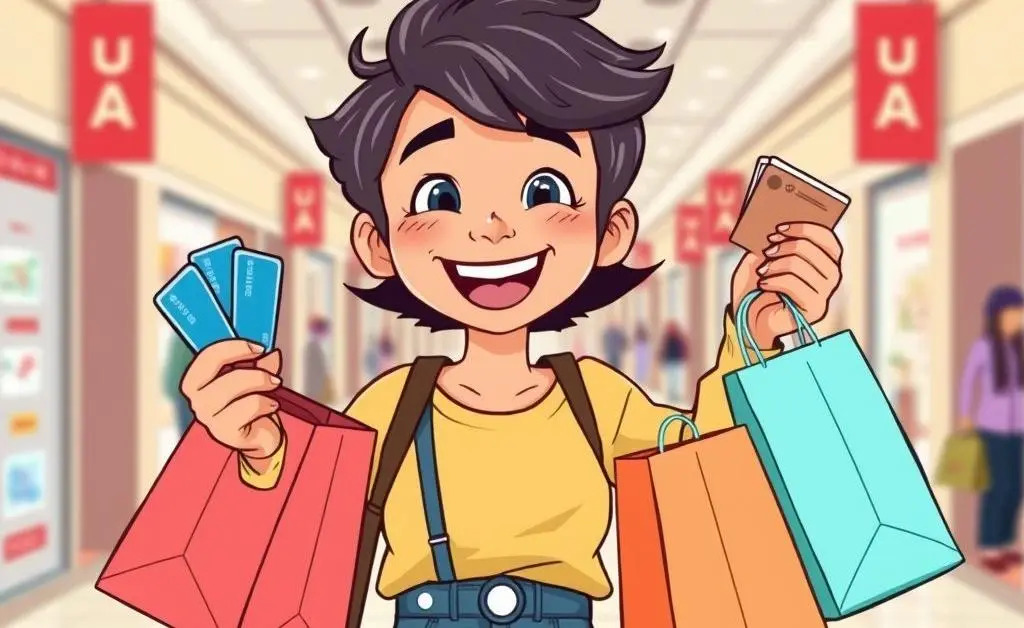 Person with shopping bags and credit cards