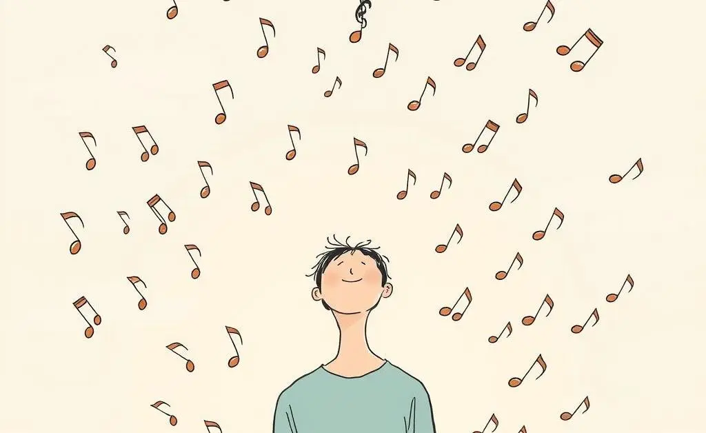 A person serenaded by short-term bonds floating like musical notes