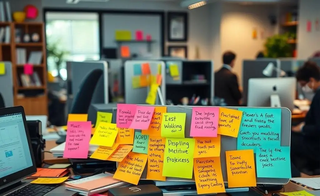 Work desk with notes on side hustles