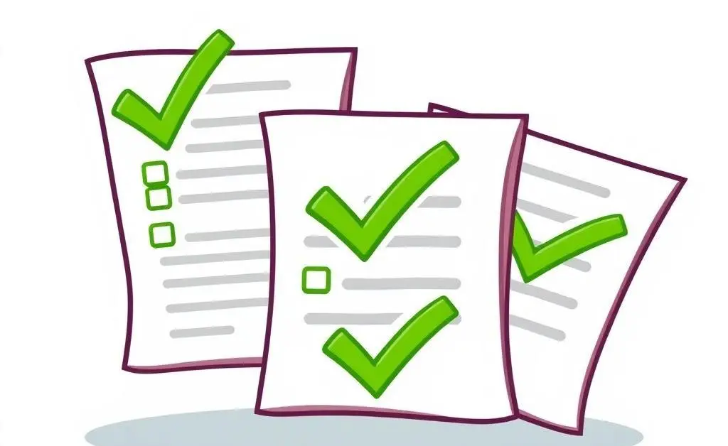 A stack of simplified mortgage documents with a checkmark