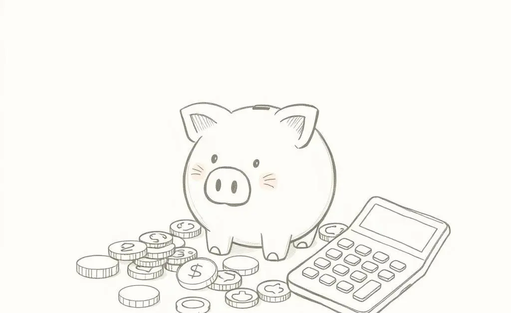 A simple banking concept featuring a piggy bank and coins.