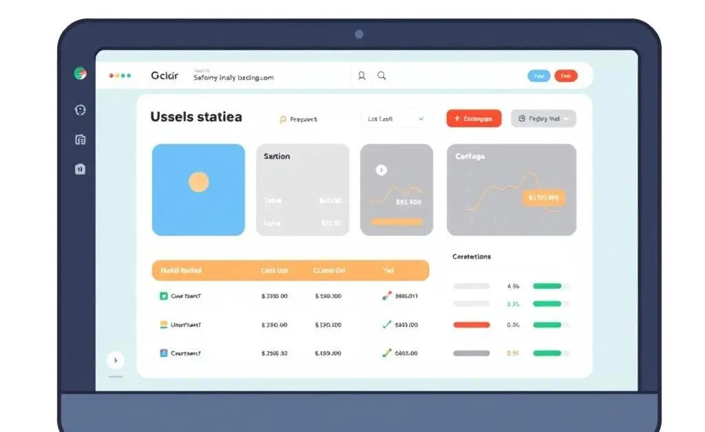 A minimalist cartoon representation of a user-friendly brokerage interface on a computer screen.