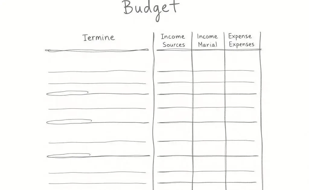Simple budget template with income and expenses.