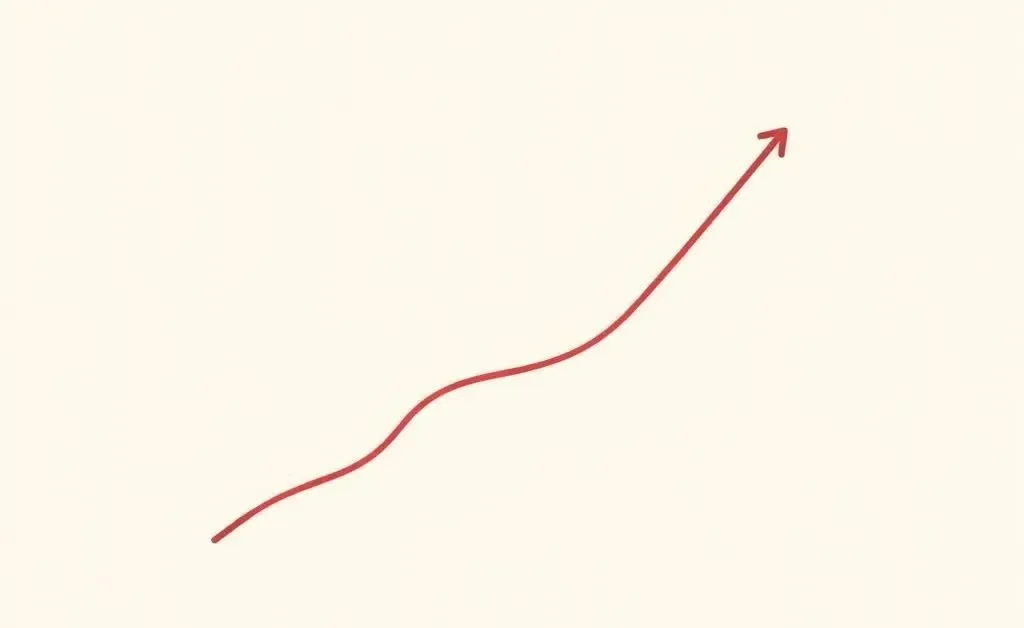 A minimalist cartoon-style image of a simple economic graph with rising lines to depict market trends.