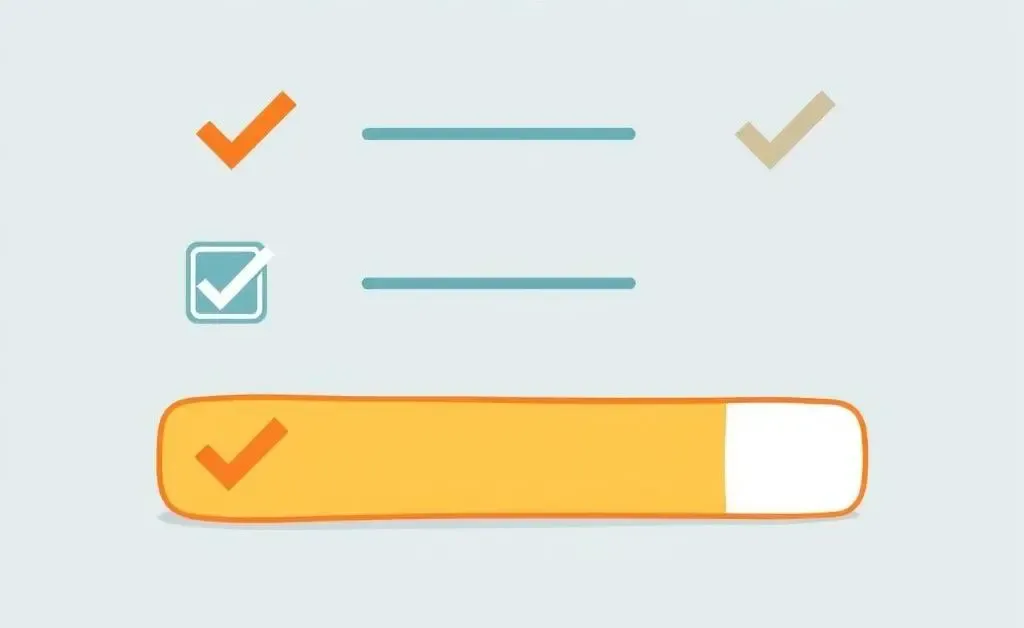 Cartoon-style image of a simple financial goal tracker, with checkmarks and a progress bar.