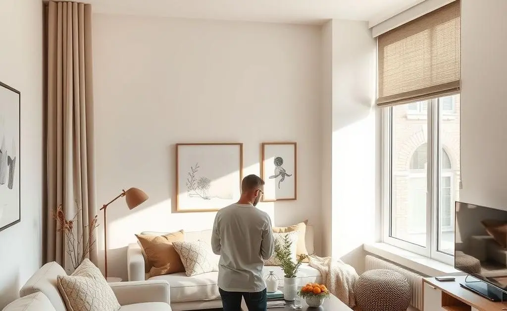 A person transforming a small apartment into a cozy, minimalist haven.