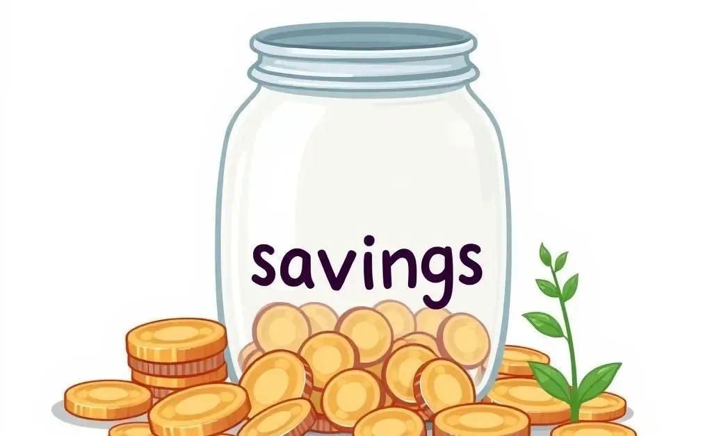 A cartoon-style simple savings plan illustration.