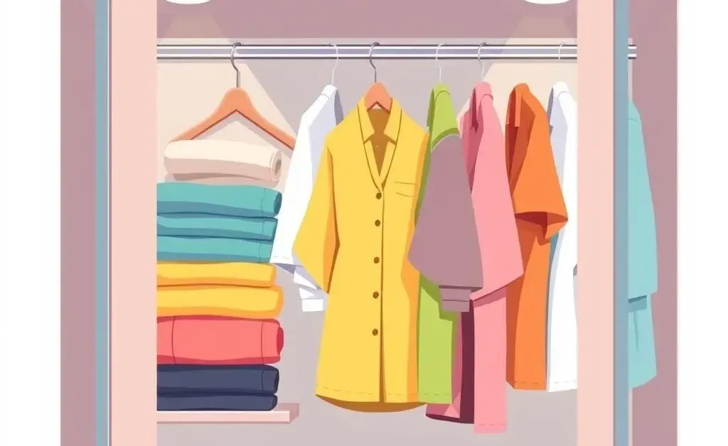 A minimalist wardrobe with a few neatly arranged clothes