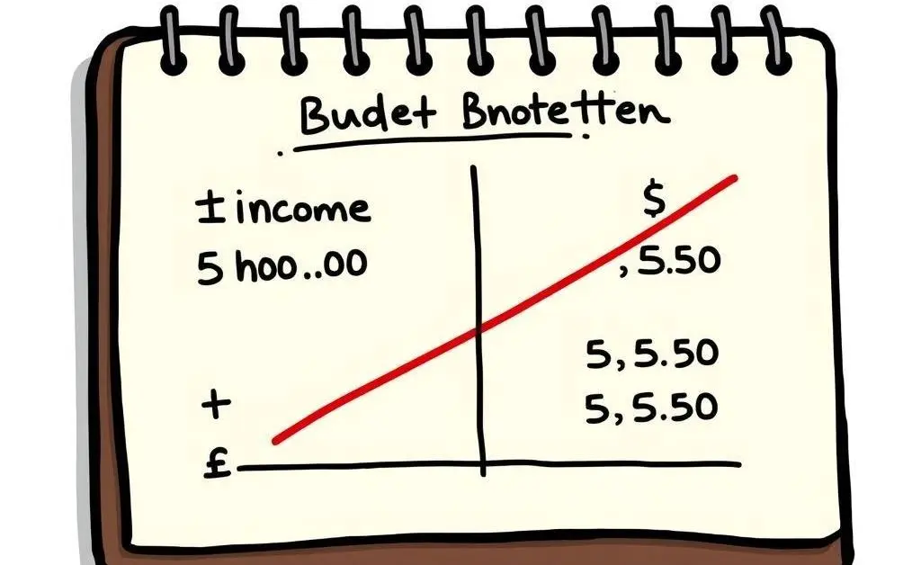 Simplified budget graph on a notepad.