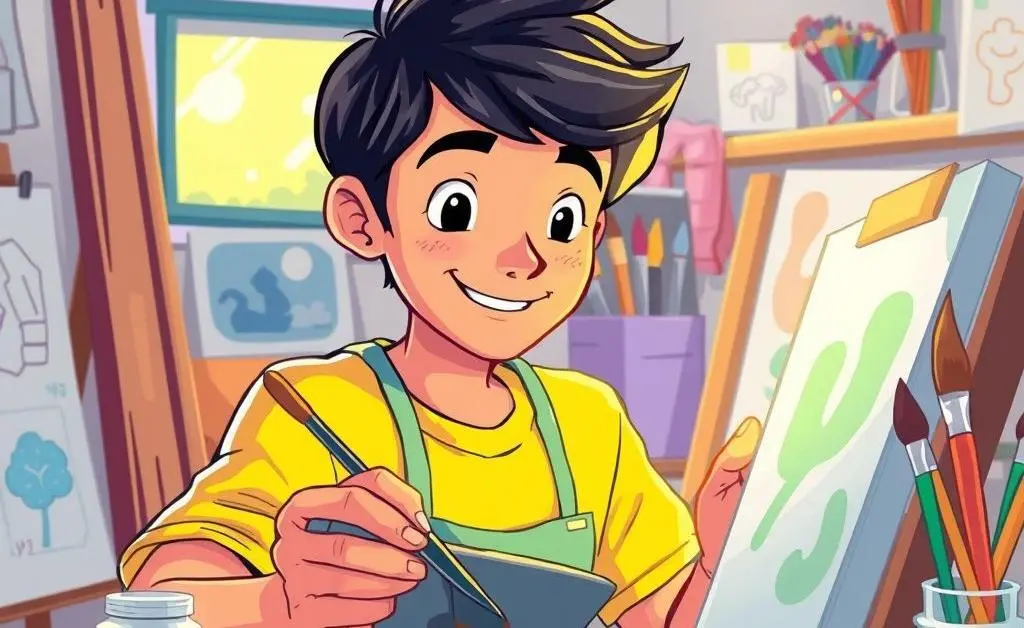 Person engaged in a creative hobby like painting