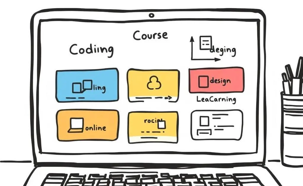 Laptop desk with online courses online