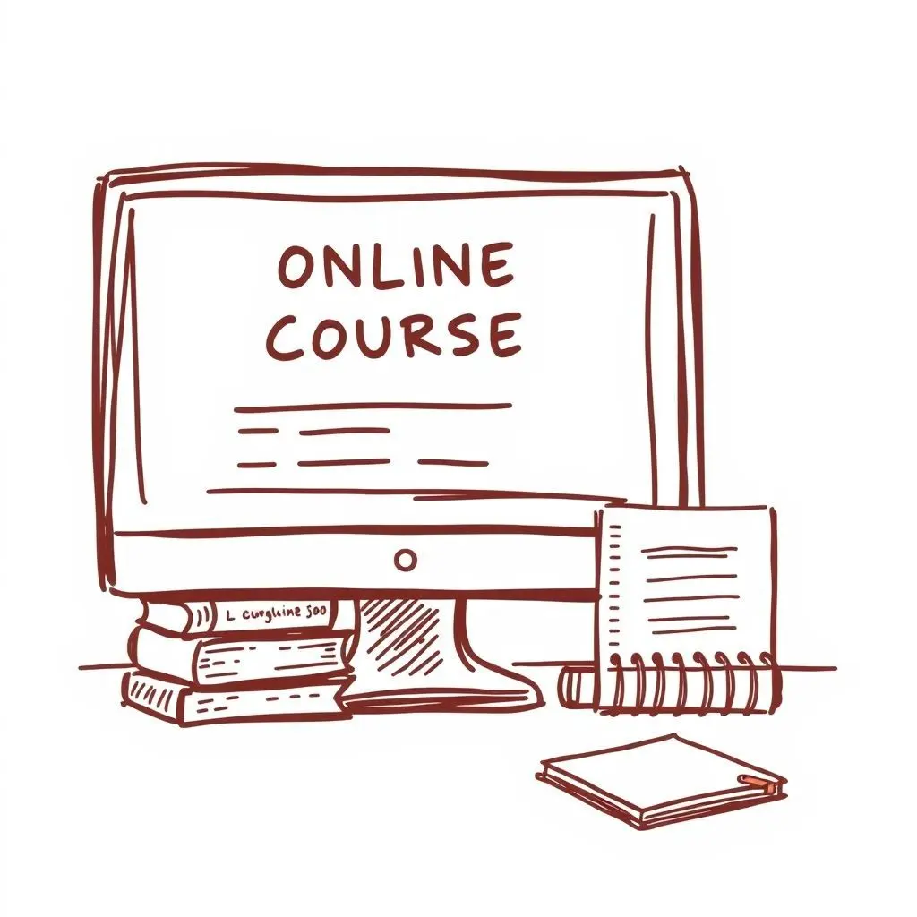 Online course setup on a desk