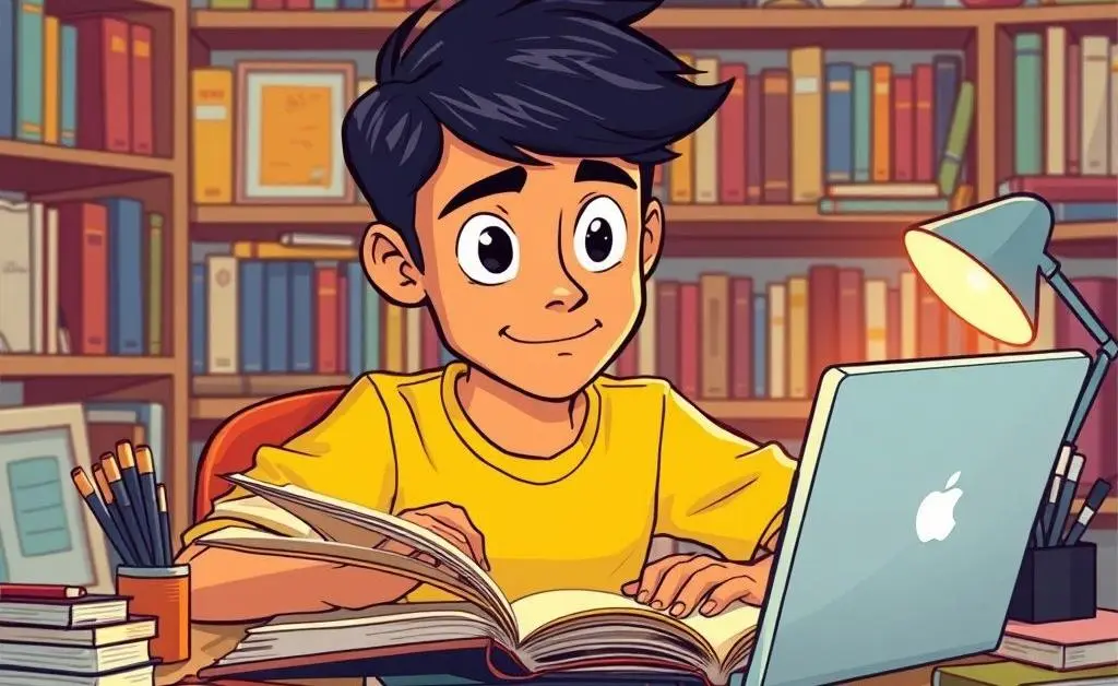 A person studying at a desk symbolizing skill enhancement.