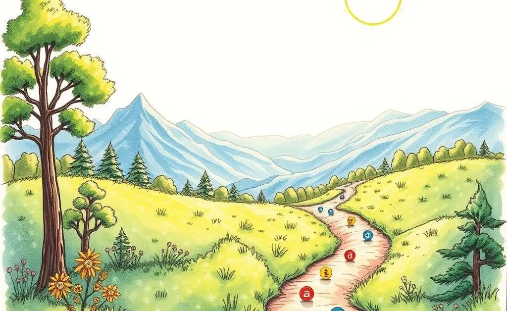 Path with skills markers leading upwards