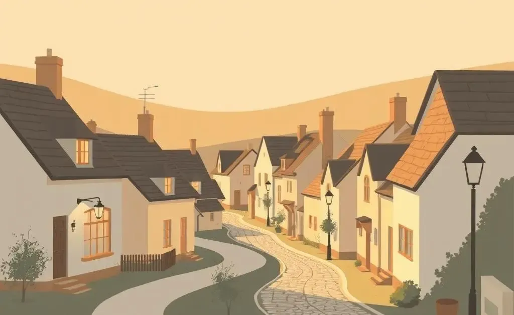 A cozy small-town neighborhood