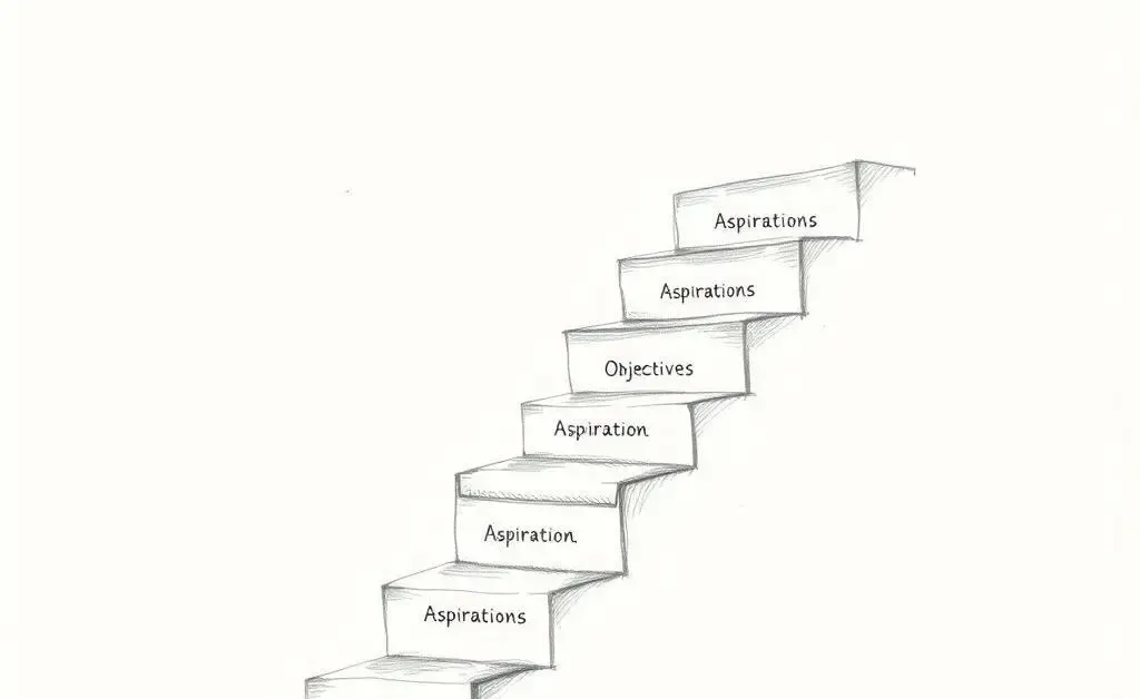 Illustration of a staircase with small steps labeled with goals.