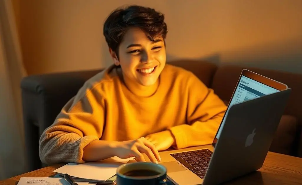 Cozy setting with a person managing finances