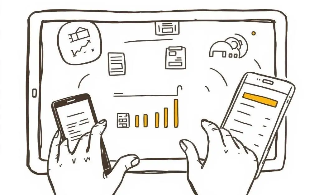 A person using tech devices to budget and track expenses