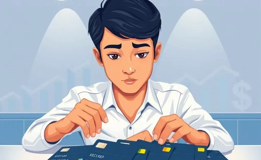 Person making choices with credit cards