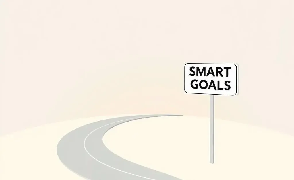 A roadmap leading to a SMART Goals sign