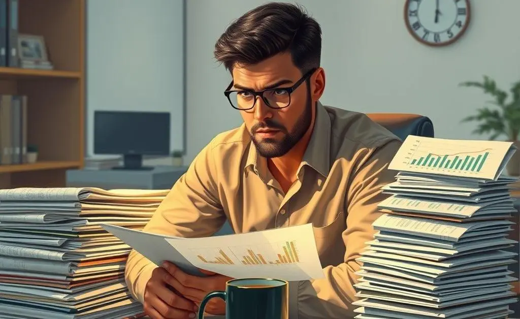 Illustration of a smart investor working at a desk