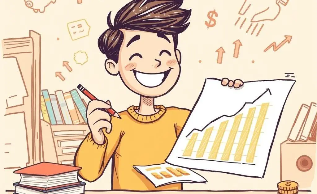 A person happily reviewing their savings plan