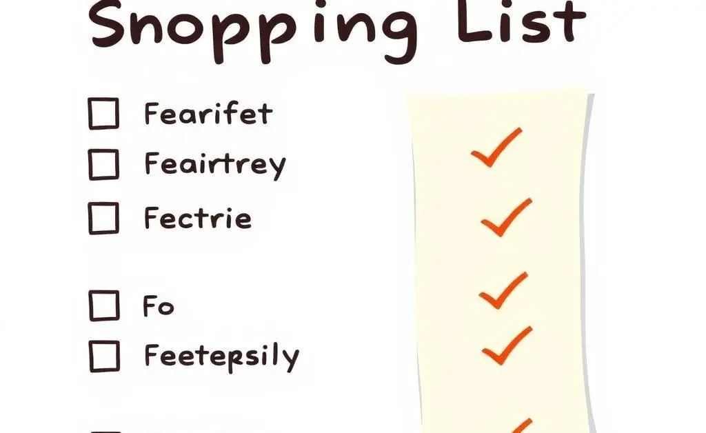 Shopping list with checkmarks next to affordable, necessary items
