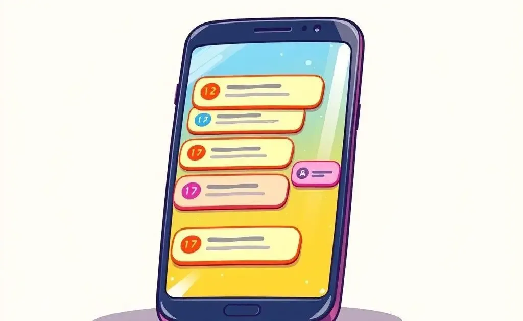 A cartoon illustration of a smartphone displaying reminder notifications.