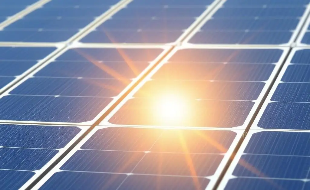 Close-up of solar panels absorbing sunlight